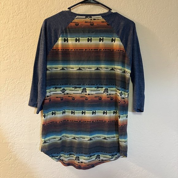 Star Wars X On The Byas Shirt Mens Small Raglan 3/4 Sleeve Darth Vader Henley - Picture 5 of 8